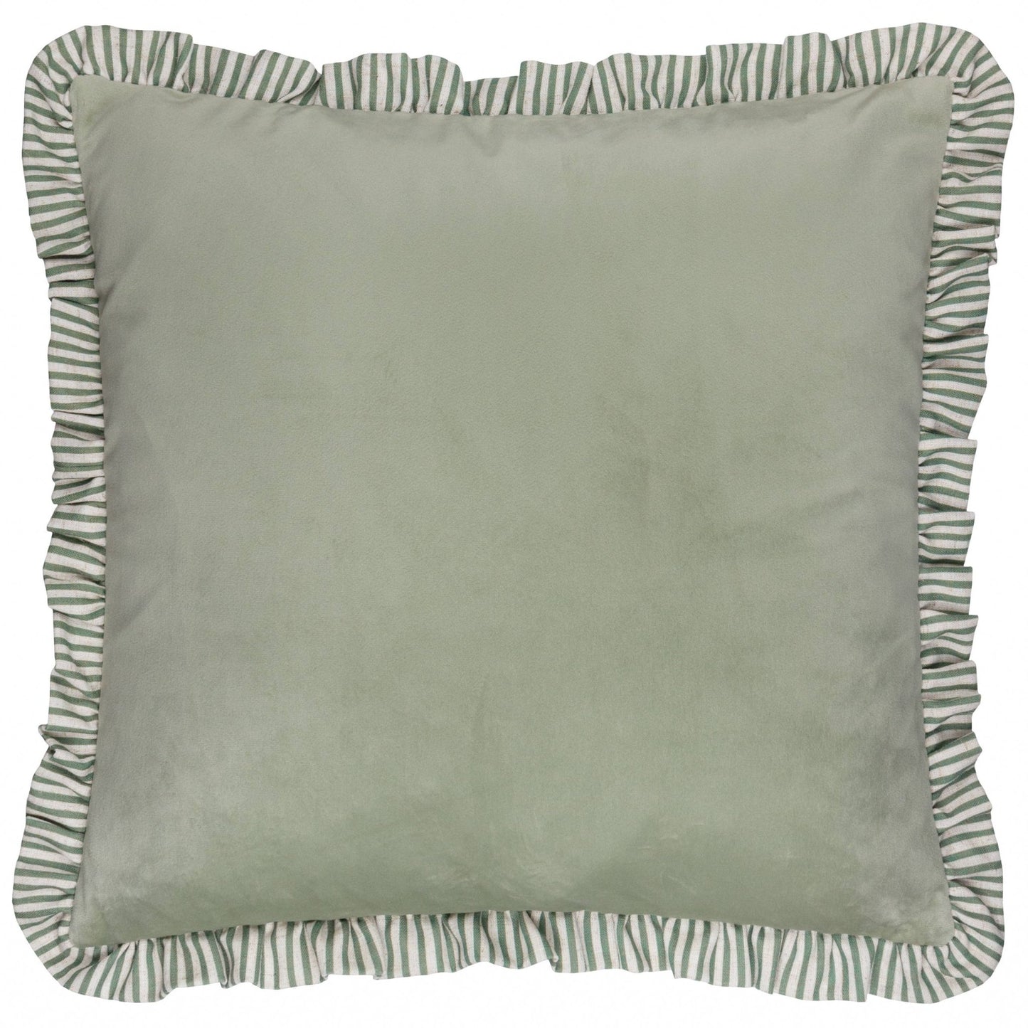 Sage Ruffle Matte Velvet Look Cushion Cover: 45 x 45cm - Cobblestone Australia