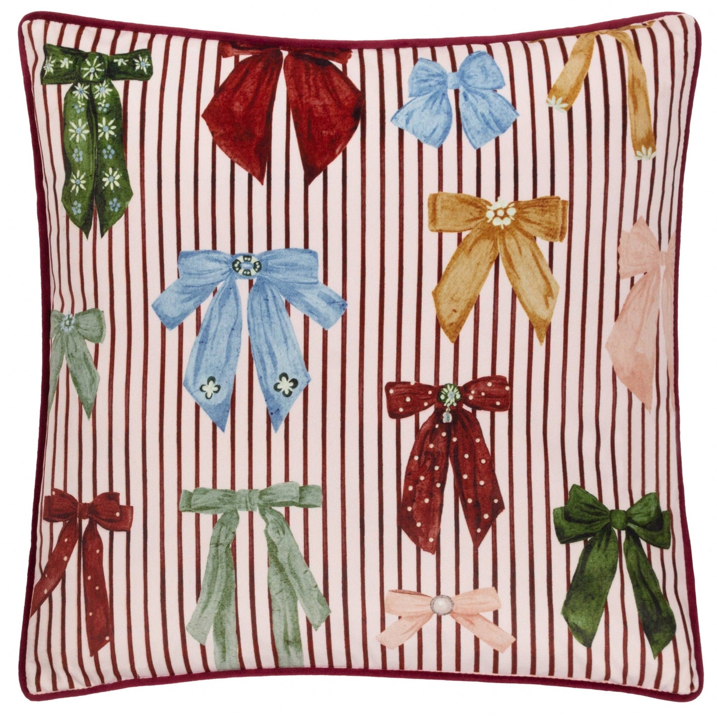 Silk Look Bow Printed Cushion Cover: 45 x 45cm - Cobblestone Australia