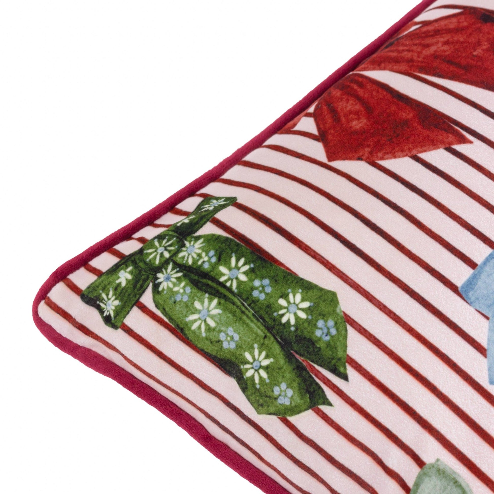 Silk Look Bow Printed Cushion Cover: 45 x 45cm - Cobblestone Australia