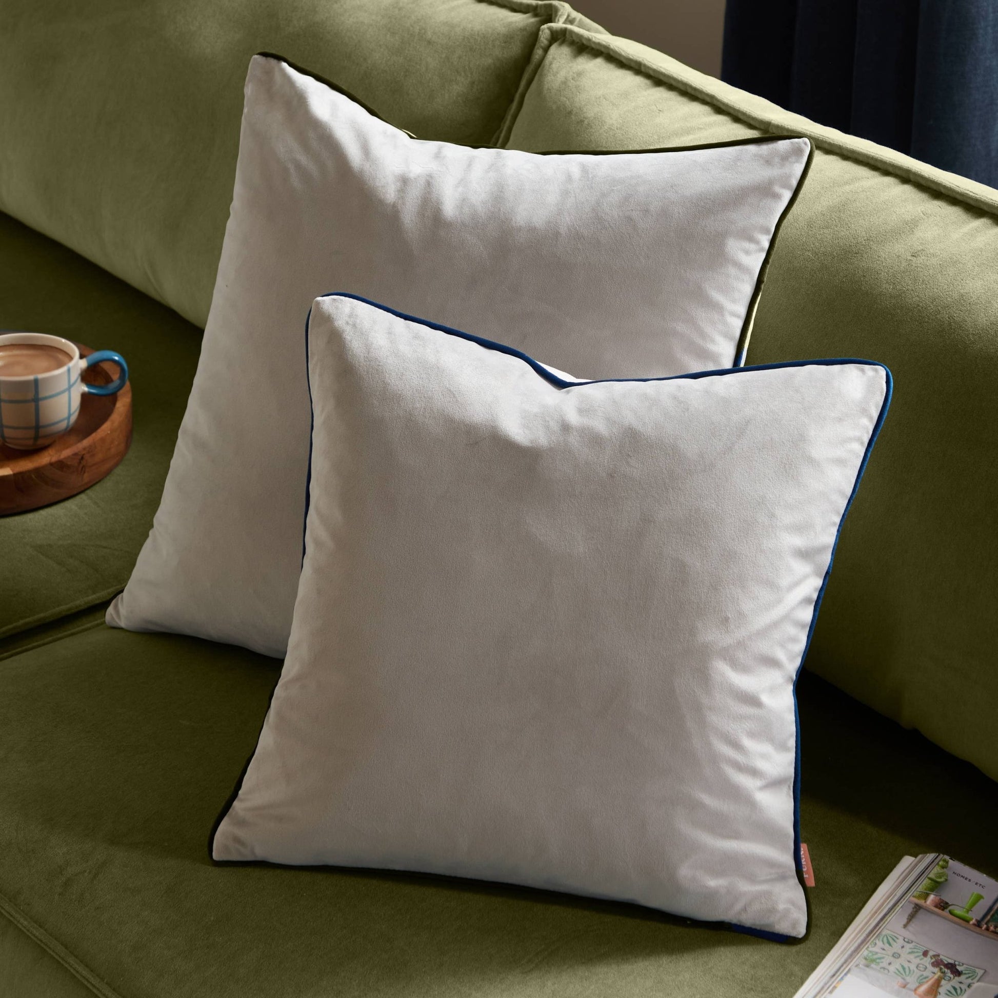 Silver / Navy Velvet Feel Cushion Cover: 55 x 55cm - Cobblestone Australia