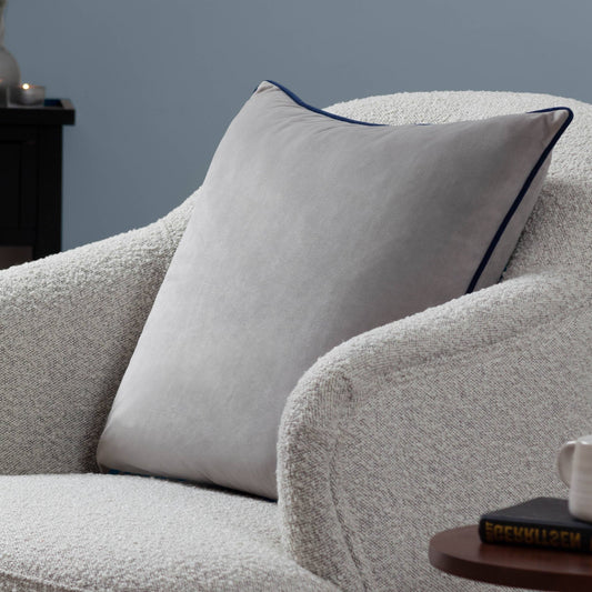 Silver / Navy Velvet Feel Cushion Cover: 55 x 55cm - Cobblestone Australia