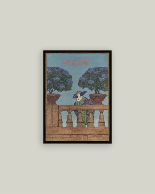 Vintage Vogue Blue Framed Art Print: 28 x 38cm - Cobblestone Australia