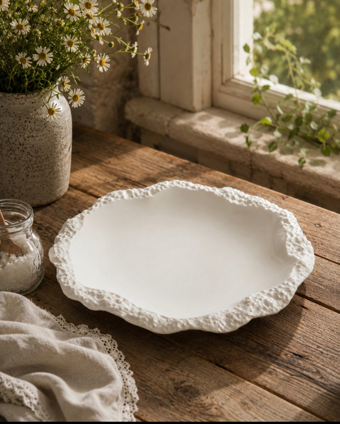 White Coral Porcelain Round Platter - Cobblestone Australia